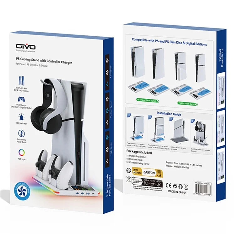 Oivo Playstation 5 RGB Cooling Stand with Controller Charger