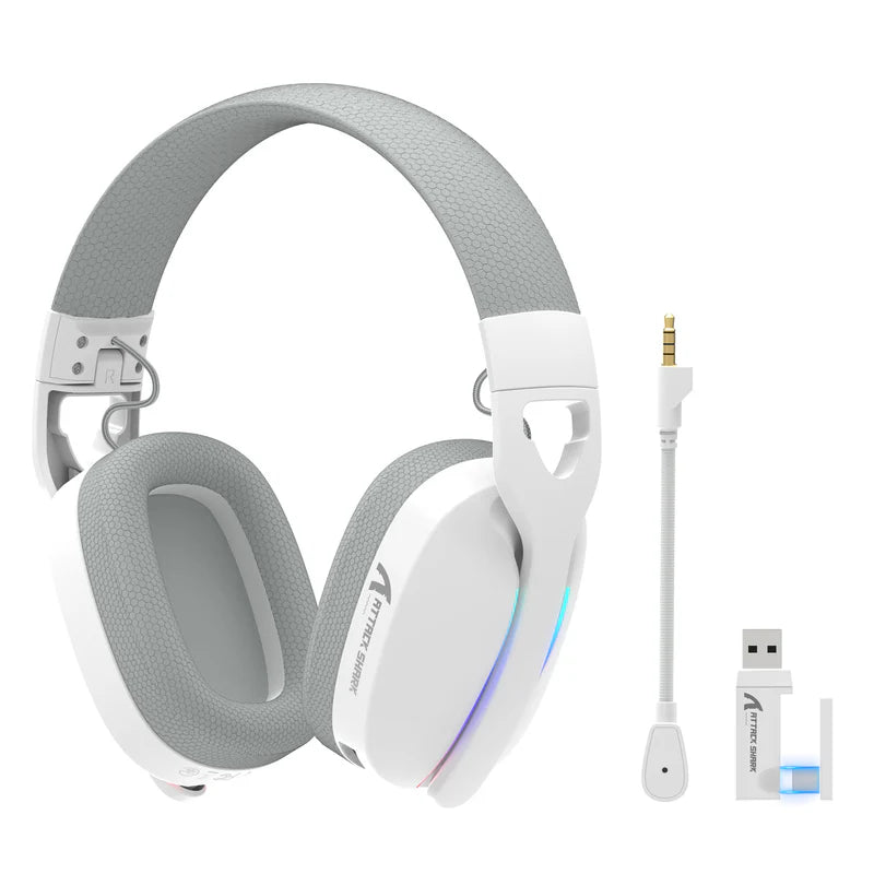 ATTACK SHARK L90 Foldable RGB Ultra-Light Tri-Mode Gaming Headset - White