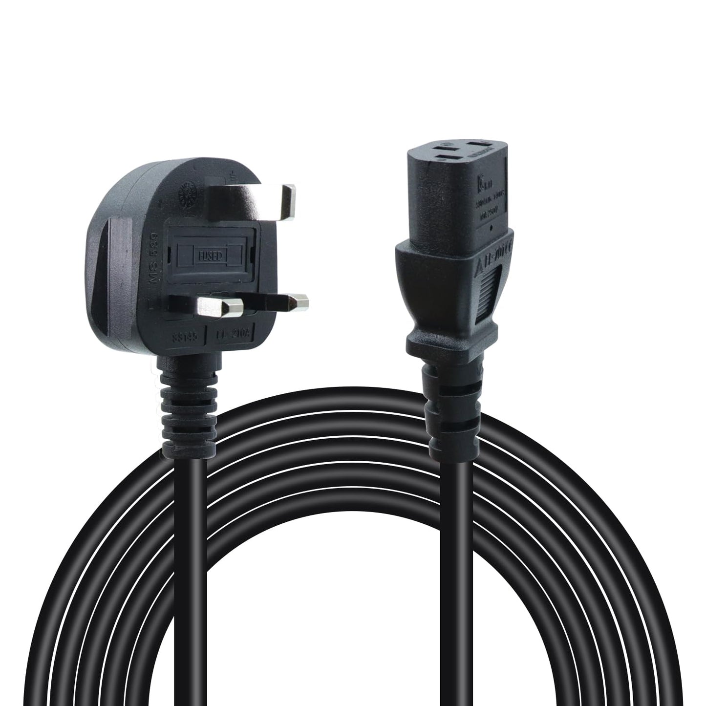 3 Pin 13A Fused UK Computer Power Cable - 1.5M