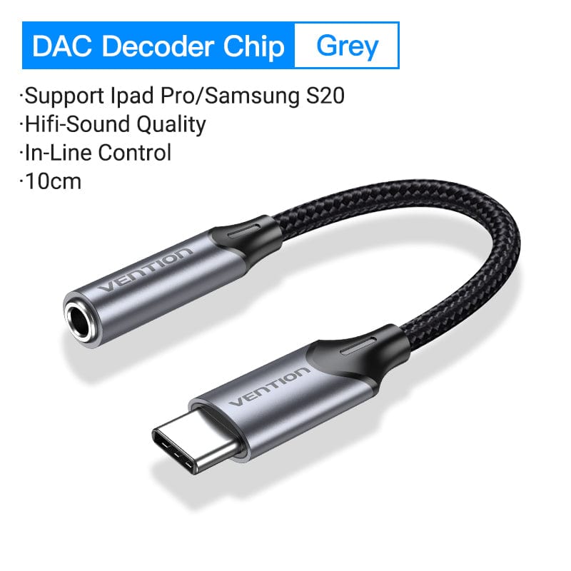 USB C Male to 3.5mm AUX Female Audio Adapter with DAC Chip
