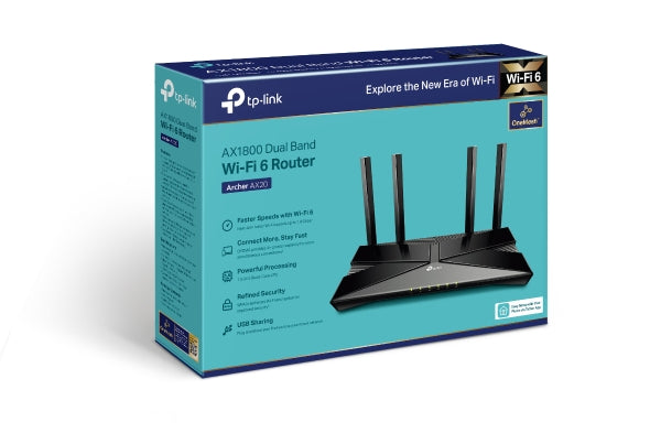 TP Link Archer AX20 - AX1800 Dual Band Gigabit WiFi 6 Router