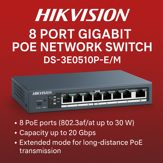 Hikvision 8 Port Gigabit POE Network Switch - DS-3E0510P-E/M