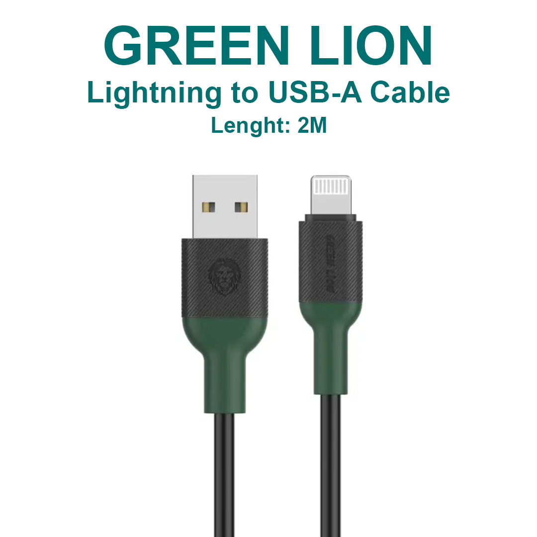 Green Lion Lightning to USB Charging Cable - 2M