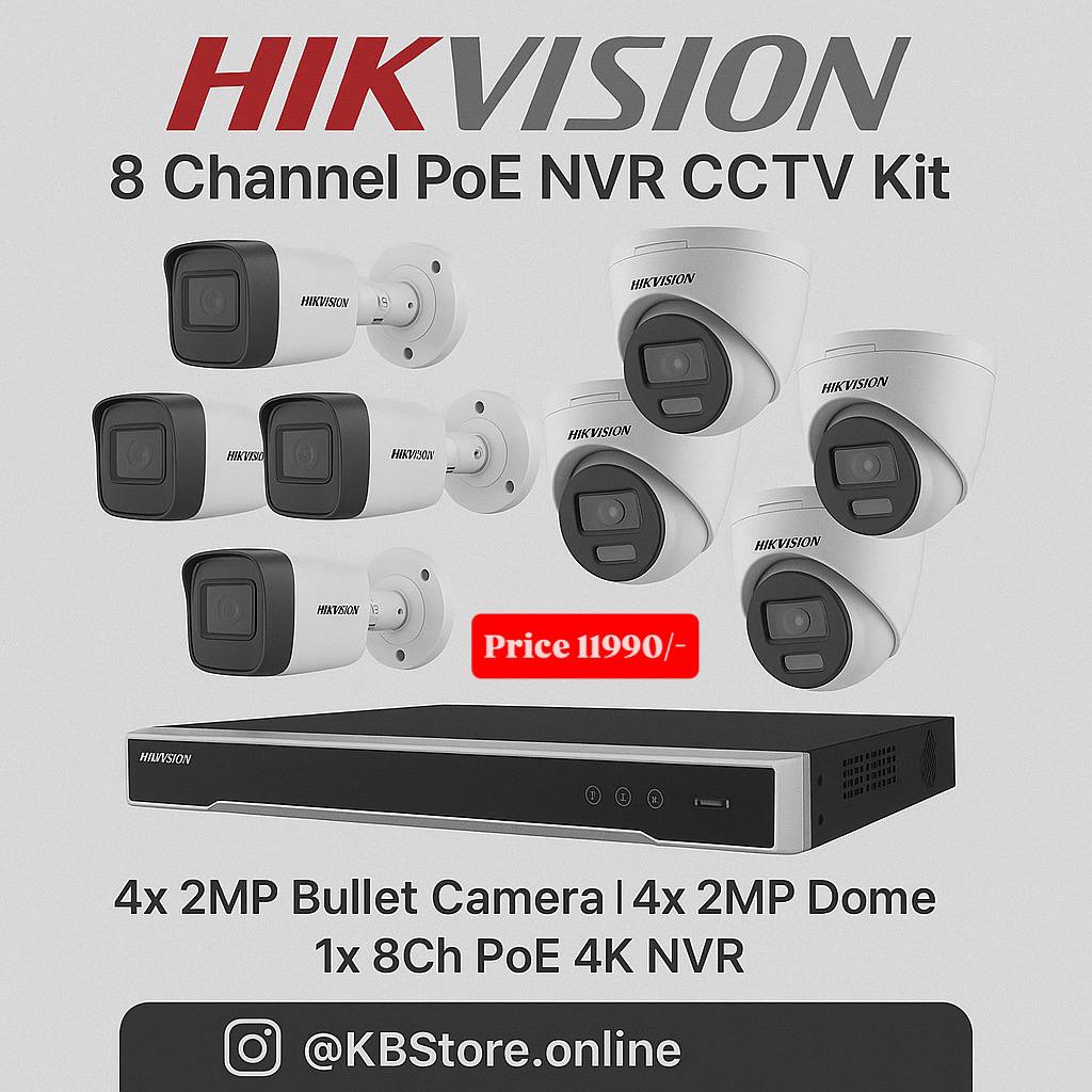Hikvision 8 Channel PoE 4K NVR CCTV Kit