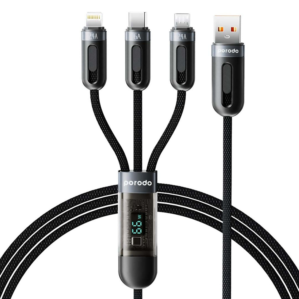 Porodo Multi Connector USB A Fast Charging Display Cable - 1.2M