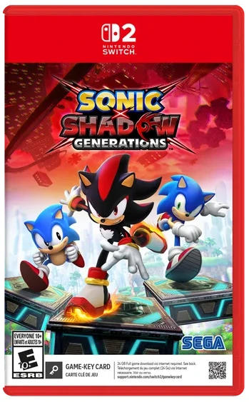 Sonic Shadow Generations game case for Nintendo Switch on a white background