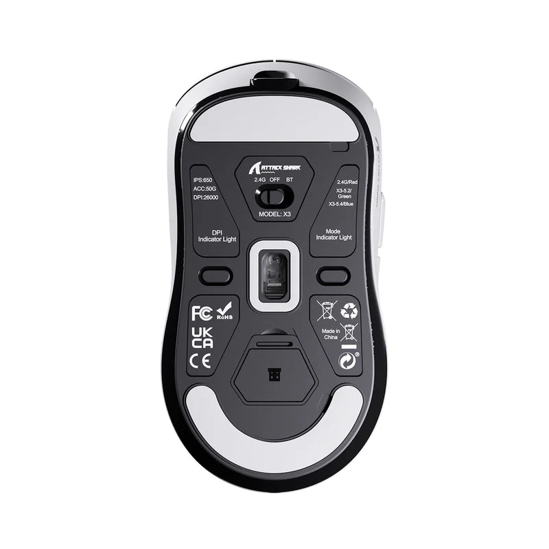 ATTACK SHARK X3 Wireless Gaming Mouse | PAW3395 Superlight Gaming Mouse - White
