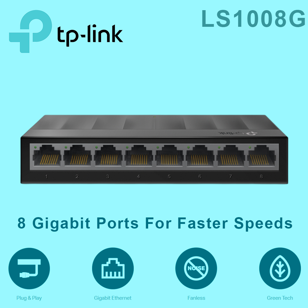 TP Link 8 Port Gigabit Ethernet Network Switch - LS1008G