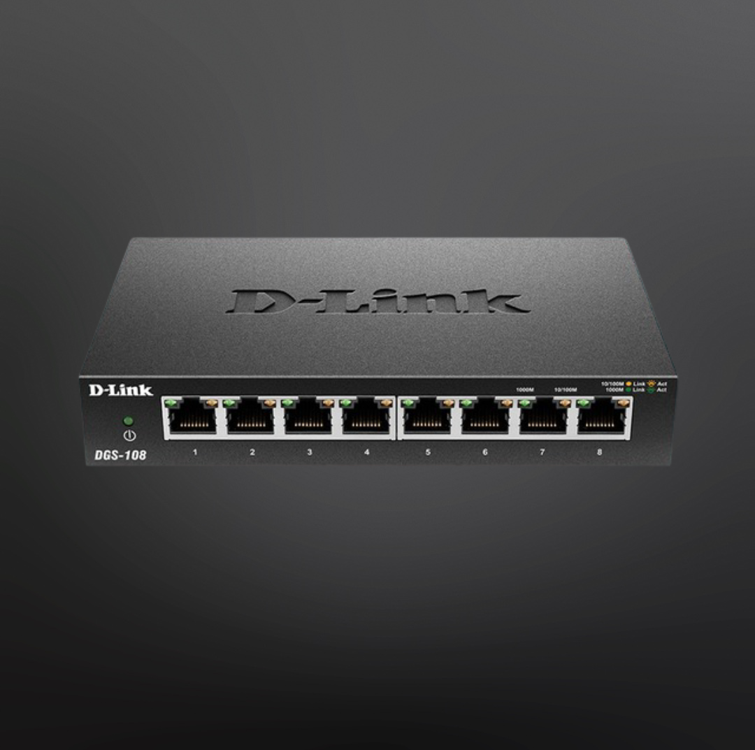 D Link 8 Port Gigabit Network Ethernet Switch - DGS-108