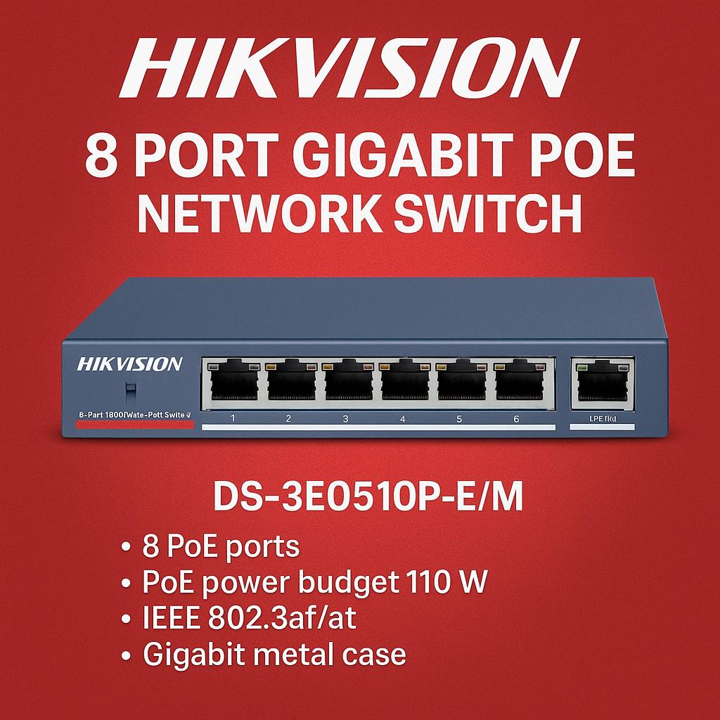 Hikvision 8 Port Gigabit POE Network Switch - DS-3E0510P-E/M