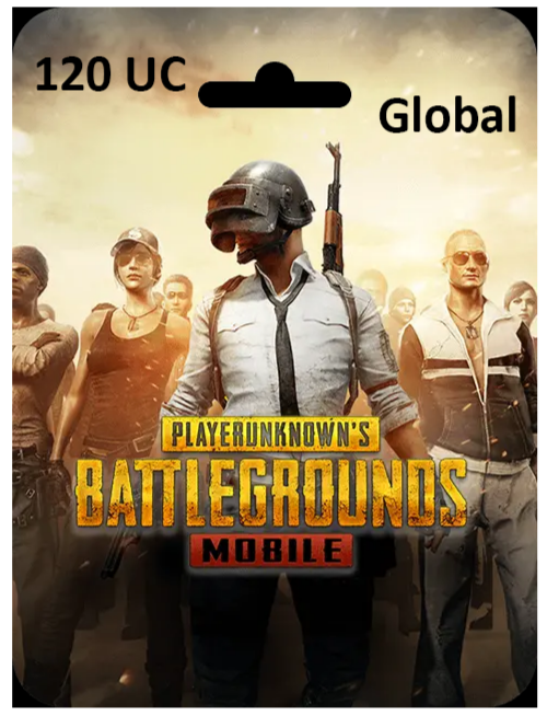 PUBG Mobile game card with characters and text on a white background