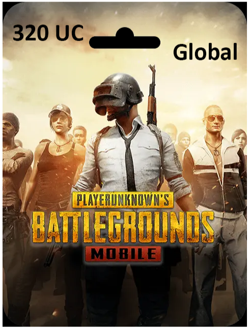 PUBG Mobile game card with characters and text on a white background