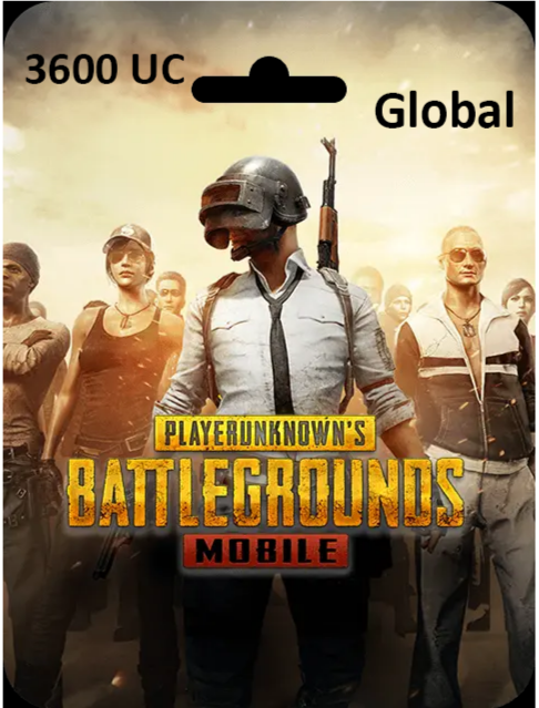 PUBG Mobile game card with characters and text on a white background