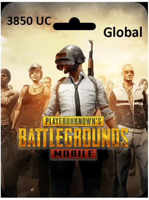 PlayerUnknown's Battlegrounds Mobile game card with characters and text on a beige background