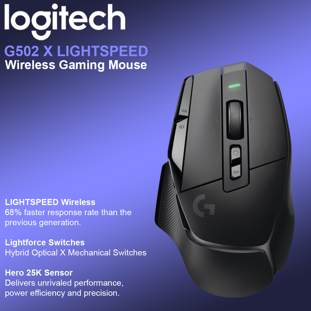 Logitech G502 X Lightspeed Wireless Gaming Mouse - Black G502X