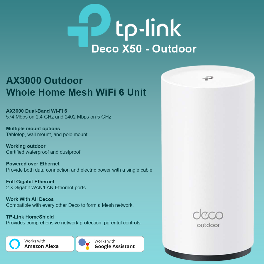 TP link Indoor & Outdoor Mesh WiFi 6 System - Deco X50-Outdoor