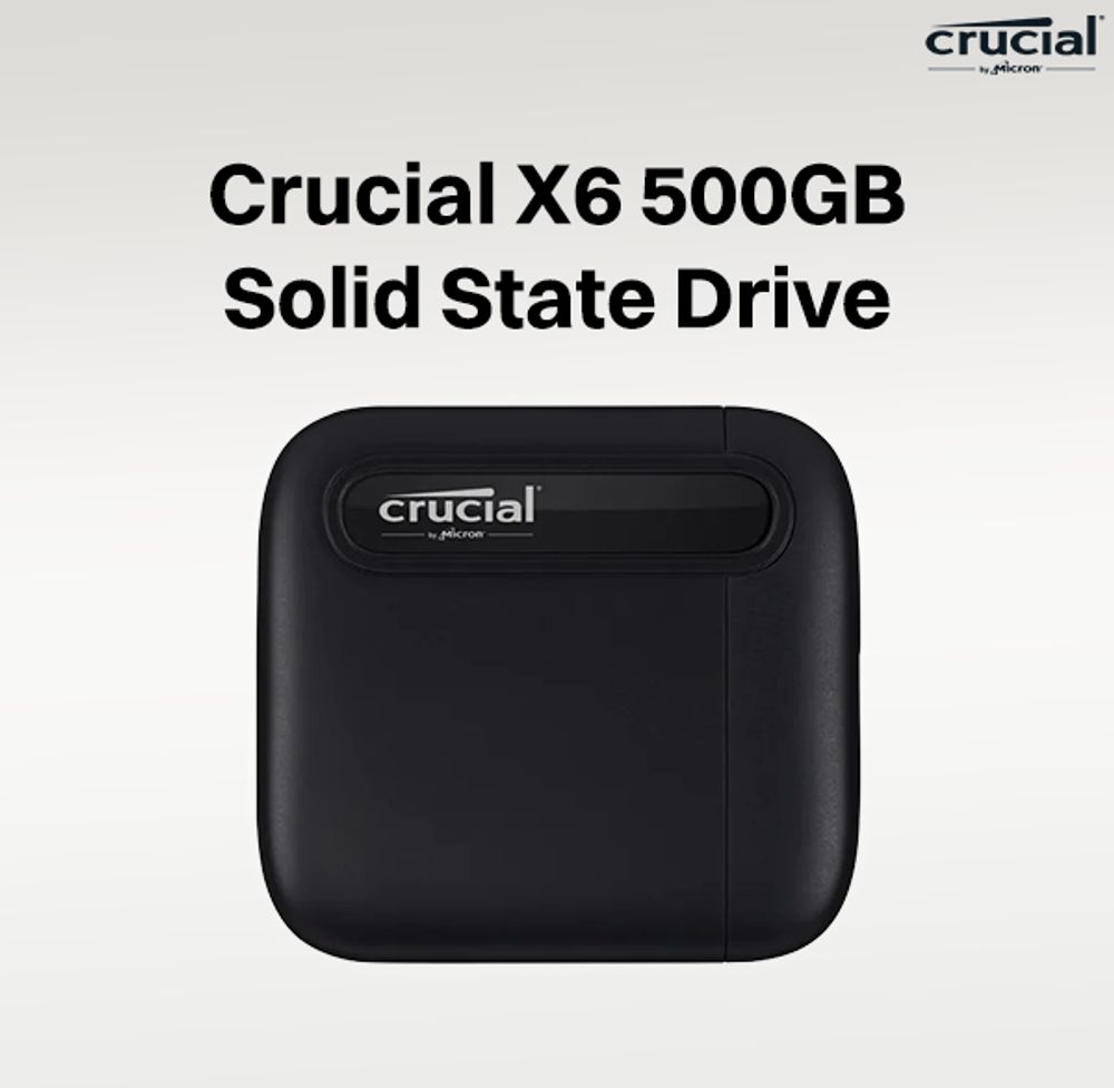 Crucial X6 500GB External Portable SSD - 540Mbps - USB-C 3.2