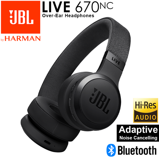 JBL Live 670NC ANC Wireless On-Ear Headphones - Black
