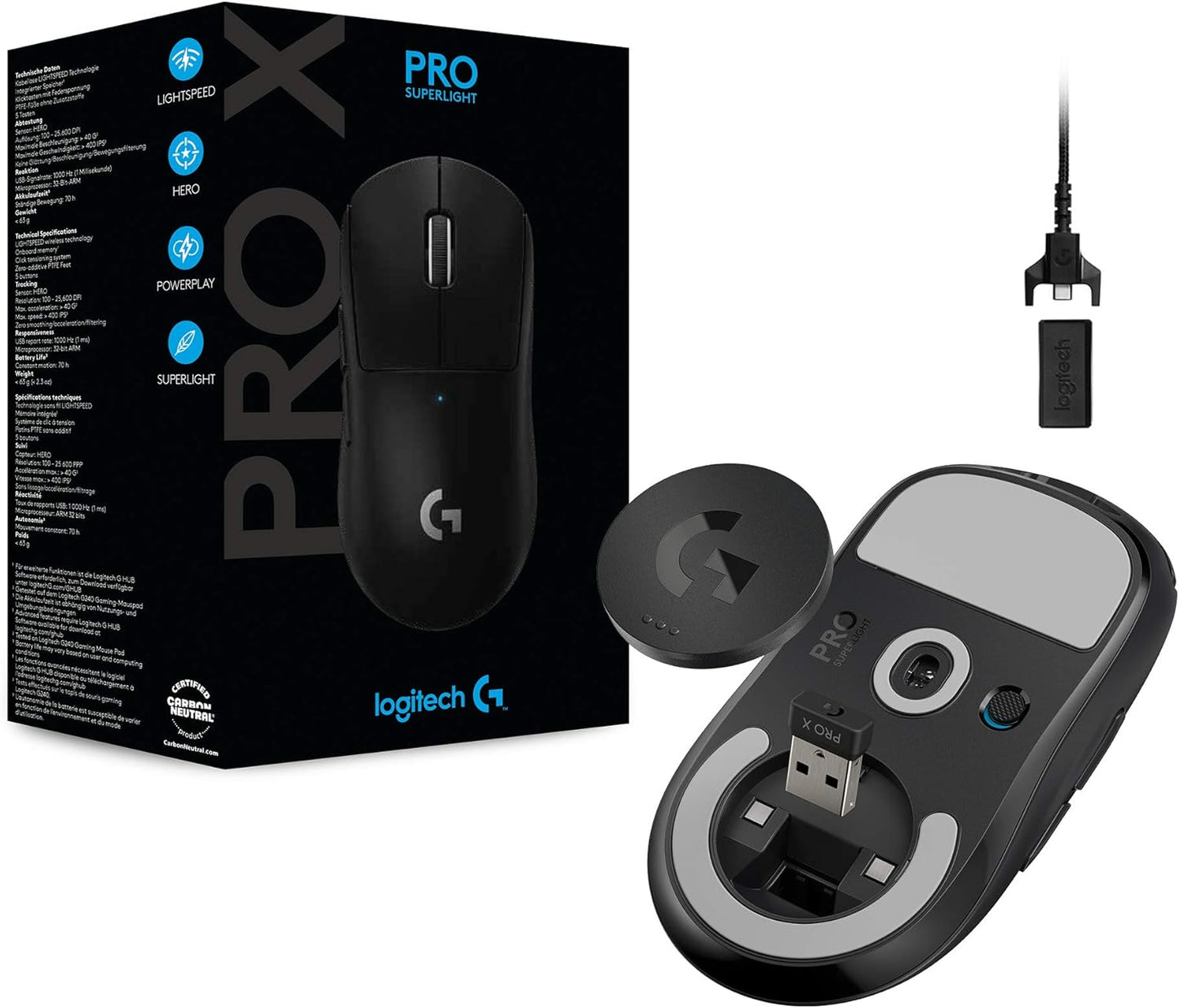 Logitech G Pro X Superlight Wireless Mouse - Black