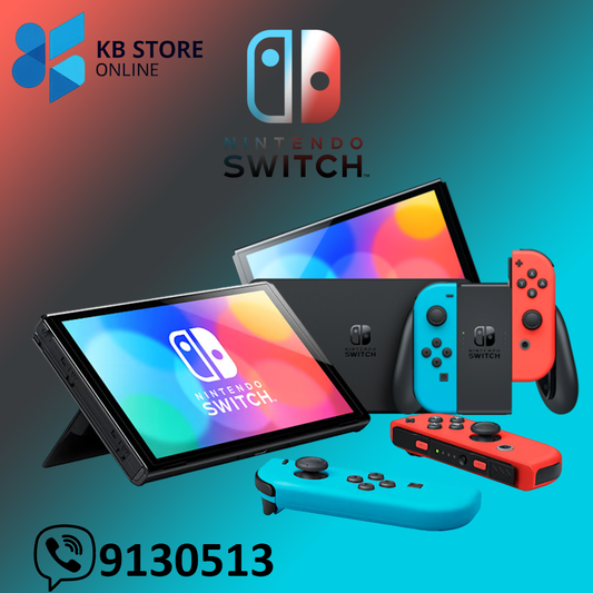 Nintendo Switch OLED Portable Gaming Console - Neon Red Blue
