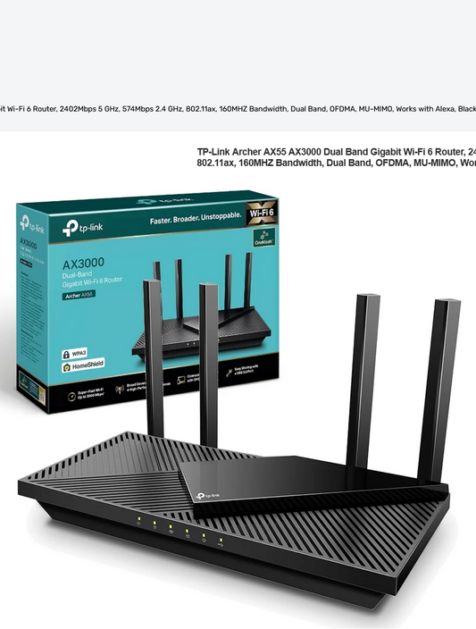 TP Link Archer AX55 - AX3000 Dual Band Gigabit WiFi 6 Router