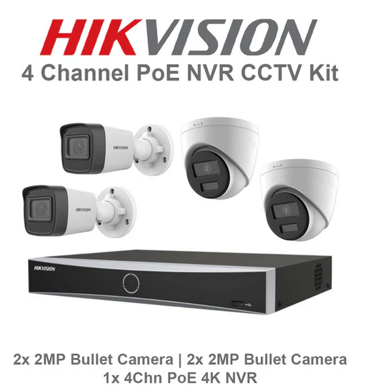 Hikvision 4 Channel PoE 4K NVR CCTV Kit