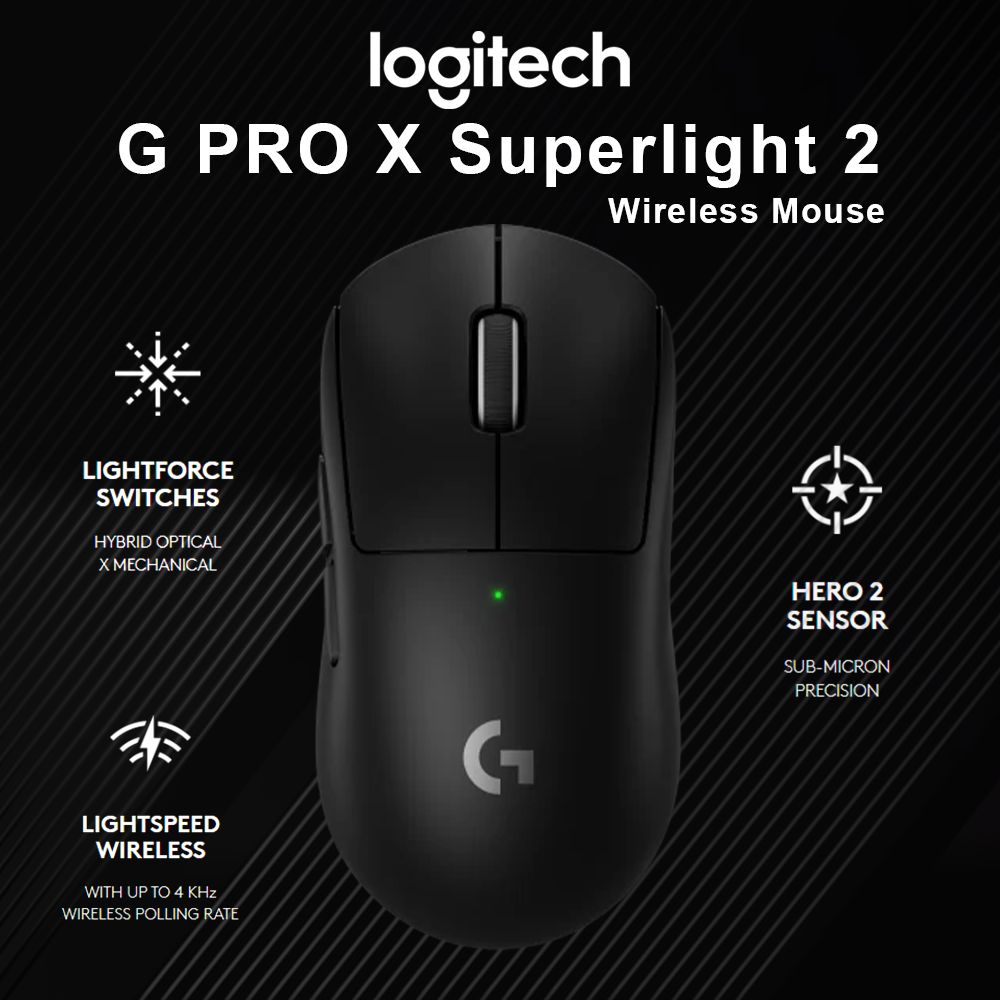 Logitech G PRO X Superlight 2 Wireless Gaming Mouse (Black)