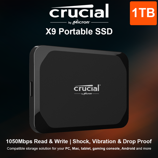 Crucial X9 1TB Portable SSD - 1050Mbps | External Drive